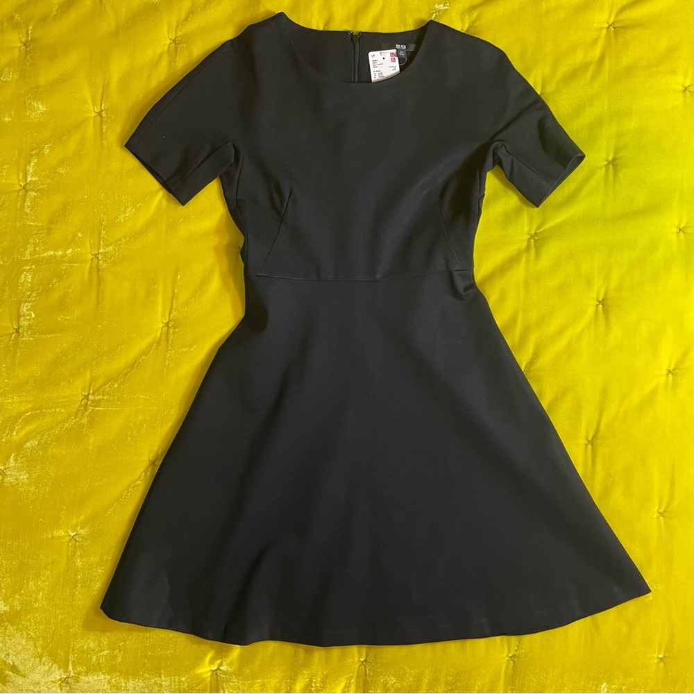 Uniqlo Black Ponte Half Sleeve Dress - XS